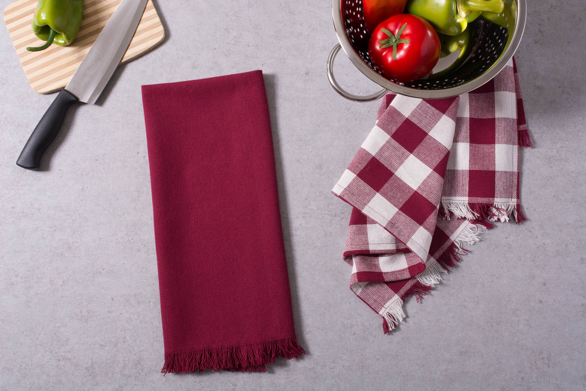 DII® Assorted Wine Heavyweight Fringed Dishtowel (Set of 4)